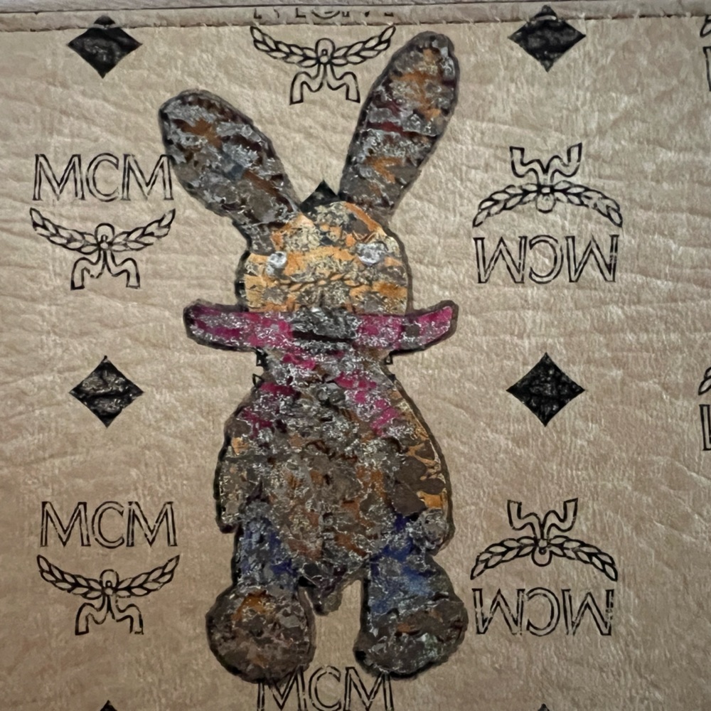 MCM Visetos Rabbit Leather Zip Around Long Wallet Pink Interior Canvas HOST PICK